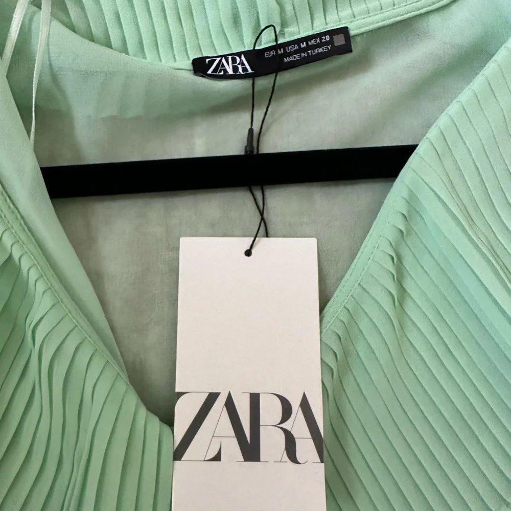 Zara Sheer Mint Blouse - Picture 2 of 3